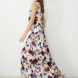 SAACHI | Purple Abstract Floral Maxi Dress