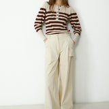 SABRINA | Metallic Brown & Cream Striped Knit Sweater