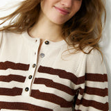 SABRINA | Metallic Brown & Cream Striped Knit Sweater