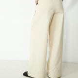 ODETTE | Beige Cotton Wide Leg Trousers