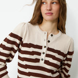 SABRINA | Metallic Brown & Cream Striped Knit Sweater