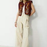 VEGA | Brown Appliqué Quilted Cotton Vest