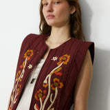 VEGA | Brown Appliqué Quilted Cotton Vest