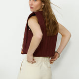 VEGA | Brown Appliqué Quilted Cotton Vest