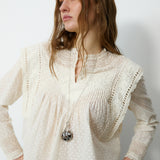 BRASTINA | White Embroidered Lace Blouse