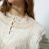 BRASTINA | White Embroidered Lace Blouse