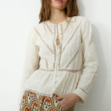TINA | Ecru Embroidered Cotton Blouse