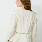TINA | Ecru Embroidered Cotton Blouse
