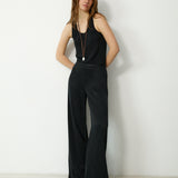 THYSSEN | Black Cupro Sleeveless Top