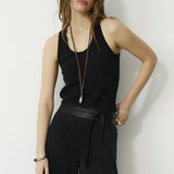THYSSEN | Black Cupro Sleeveless Top