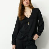 MAE | Black Draped Blouse
