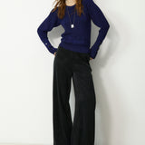 SANDRA | Navy Fitted Metallic Sweater