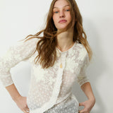 ROMITA | Ekru Çiçekli Dantel İşlemeli Bluz