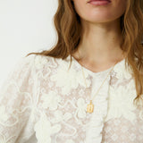 ROMITA | Ekru Çiçekli Dantel İşlemeli Bluz