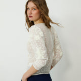 ROMITA | Ekru Çiçekli Dantel İşlemeli Bluz