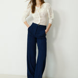 LEVI | Indigo High-Waisted Cotton Trousers