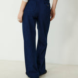 LEVI | Indigo High-Waisted Cotton Trousers