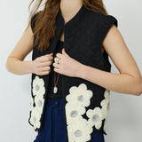 CRISTINA | Black Flower Cotton Vest