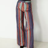 PALMI | Blue Striped Italian Cotton Wide-Leg Trousers
