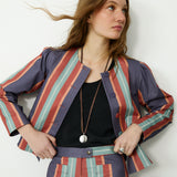 PALMI | Blue Striped Italian Cotton Jacket