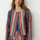 PALMI | Blue Striped Italian Cotton Jacket