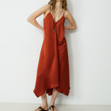 ELSIE | Paprika Asymmetric Midi Dress
