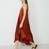 ELSIE | Paprika Asymmetric Midi Dress