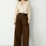 ERICA | Ecru Satin Blouse with Stitch Detailing