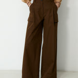 ODETTE | Brown Cotton Wide Leg Trousers