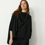TIRSO | Soft Black Draped Blouse