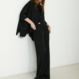 TIRSO | Soft Black Wide-Leg Trousers