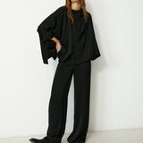 TIRSO | Soft Black Wide-Leg Trousers