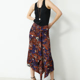 LUCY | Brown Printed Midi Skirt