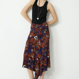 LUCY | Brown Printed Midi Skirt