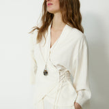 LOURDES | Off White Silk Wrap Blazer