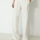 LOURDES | Off White Silk Wide leg Trousers