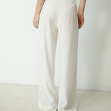 LOURDES | Off White Silk Wide leg Trousers