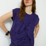 SULTANA | Dark Purple Tonal Jacquard Twist Front Top