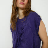 SULTANA | Dark Purple Tonal Jacquard Twist Front Top