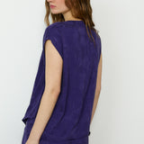 SULTANA | Dark Purple Tonal Jacquard Twist Front Top