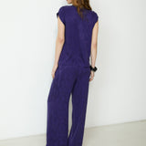 SULTANA | Dark Purple Tonal Jacquard Twist Front Top