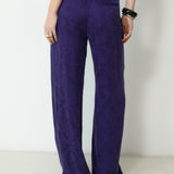 SULTANA | Dark Purple Tonal Jacquard Wide Leg Trousers