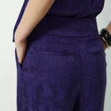 SULTANA | Dark Purple Tonal Jacquard Wide Leg Trousers