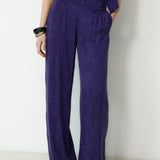 SULTANA | Dark Purple Tonal Jacquard Wide Leg Trousers