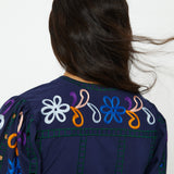 MADIE | Navy Embroidered Cotton Maxi Dress