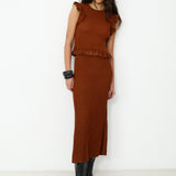 JOY | Brown Ribbed Knit Top