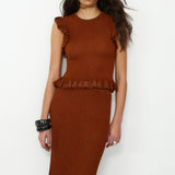 JOY | Brown Ribbed Knit Skirt