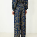 SKYSTITCH | Denim Blue Cotton Embroidered Trousers
