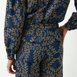 SKYSTITCH | Denim Blue Cotton Embroidered Trousers