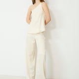 THYSSEN | Ecru Wide-Leg Trousers